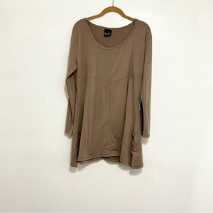 NOELLE Women Round Neck Tunic Cotton Poly Beige  Long Sleeve Size L/XL